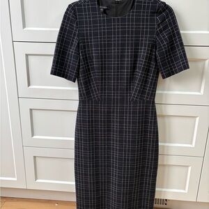 Judith and Charles wool navy Checkered Dress
